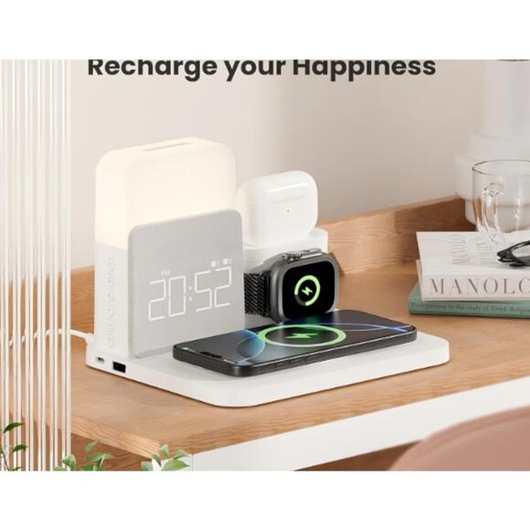 Alarm Clock Wireless Charger, 7in1, MagSafe NightLight, iPhoneProMaxWatchAirPods - Picture 6 of 6